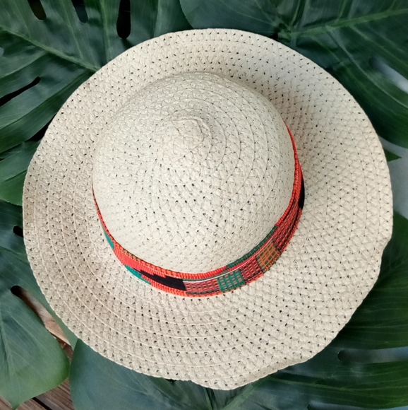 2 in 1 Kente Straw Bowler - Picture 3 of 4